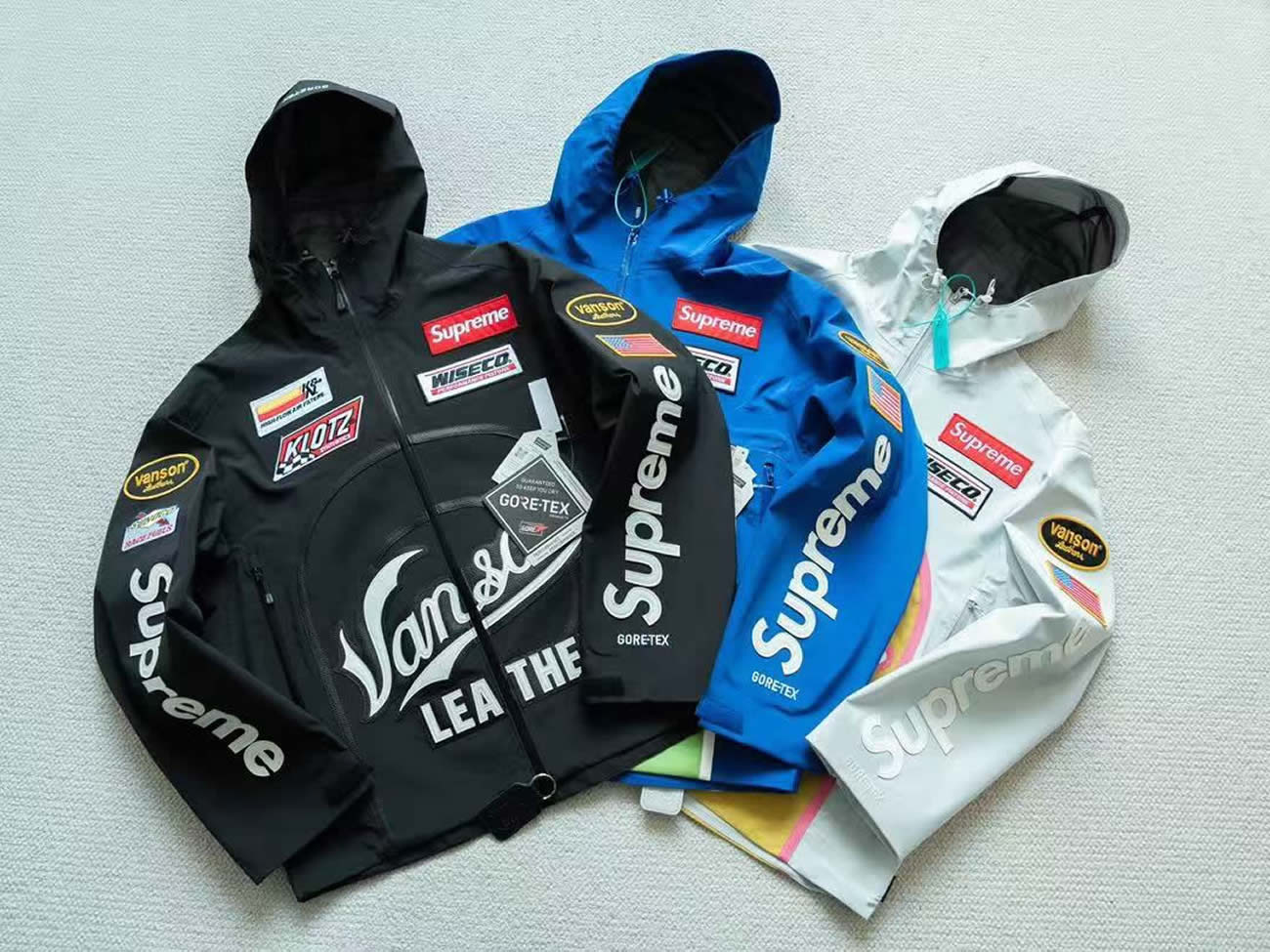 Supreme Vanson Leathers Gore Tex Shell Jacket Black Blue White Fw25 (8) - www.newkick.vip